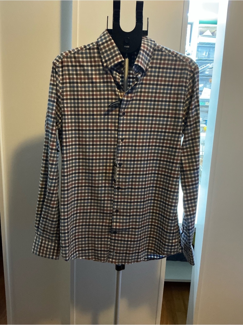 johnnie-O Harvest Plaid Button-Down in Blue, Brown, Cream - Picture 2 of 7